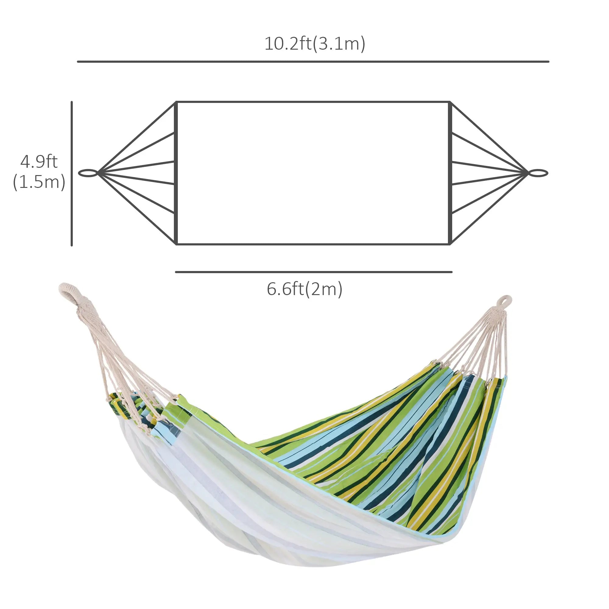 Outsunny Double Hammock, 78"x59" Patio Outdoor Hammock, Bed Sun Bed Lounge Garden Camping Hiking Furniture, Green Multi Market World Inc.