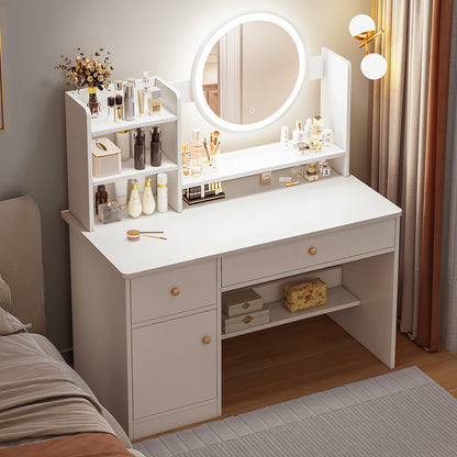 Vanity Desk, Fashionable Makeup Set with 3 Color-Adjustable LED Mirror Lights, Makeup Desk