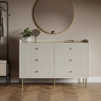 Fluted 3-Drawer Dresser with Gold Hardware & Natural Wood Top Multi Market World Inc.