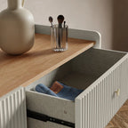 Fluted 3-Drawer Dresser with Gold Hardware & Natural Wood Top Multi Market World Inc.