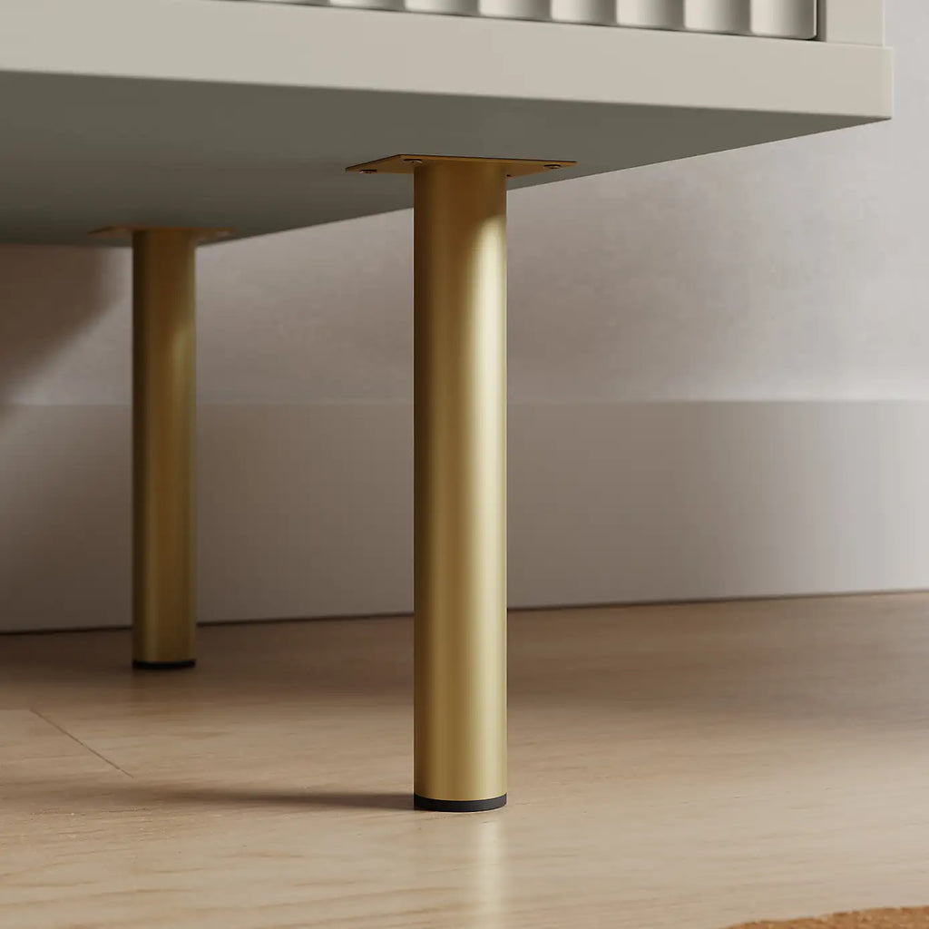 Fluted 3-Drawer Dresser with Gold Hardware & Natural Wood Top Multi Market World Inc.