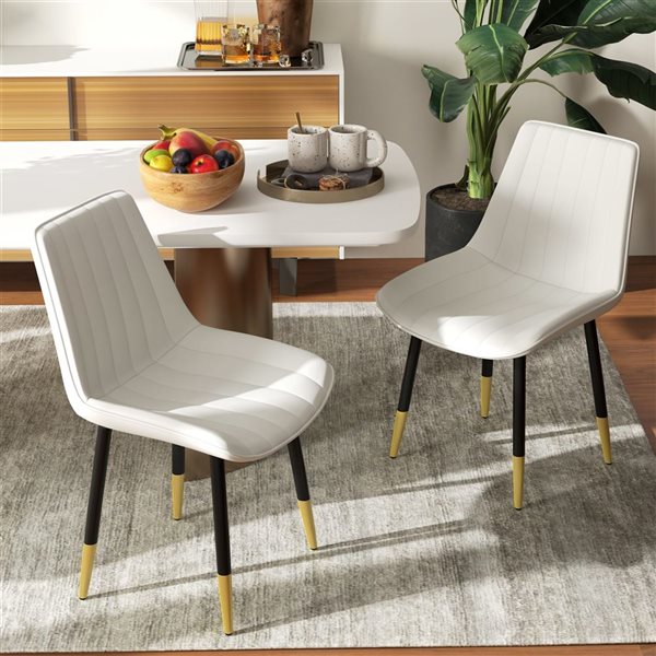 Dining Chairs Upholstered Faux Leather Seat Set of 4 Multi Market World Inc.