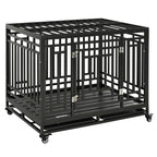 45" Heavy Duty Steel Dog Crate Kennel Pet Cage with Wheels for Convenient Access Anti-Pinching Floor, Black Multi Market World Inc.