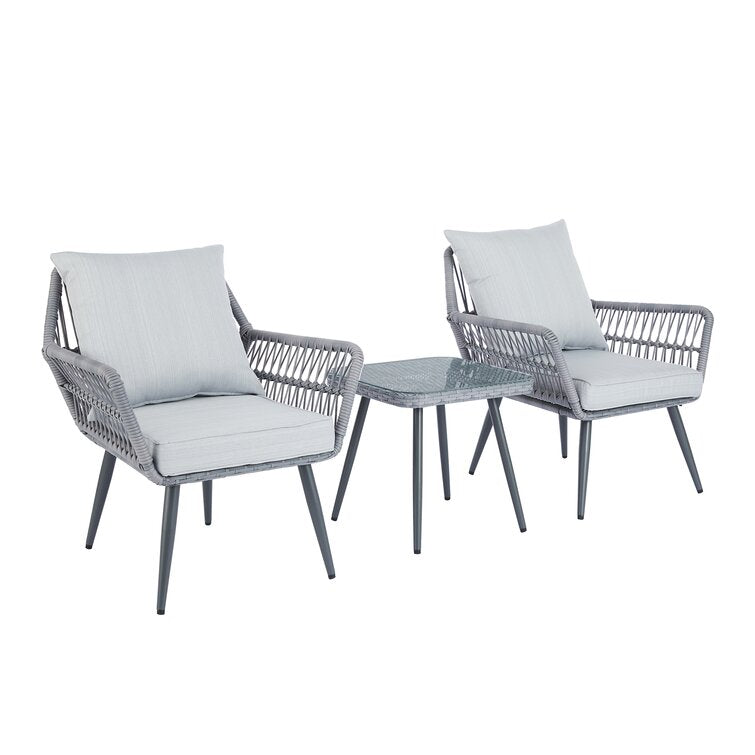 MMW 3 PC Outdoor Bistro Set Patio Rope Furniture Modern Bistro Conversation Set Multi Market World Inc.