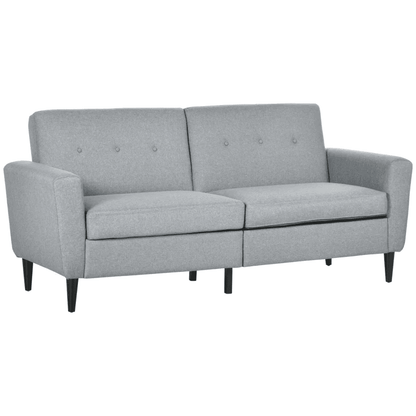 3 Seater Sofa, Upholstered Couch for Bedroom, Modern Sofa Settee with Padded Cushion, Button Tufting and Wood Legs for Living Room