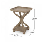 French Country Scalloped Wood Side Table with Pedestal Base, Wooden End Table/ Coffee Table Multi Market World Inc.