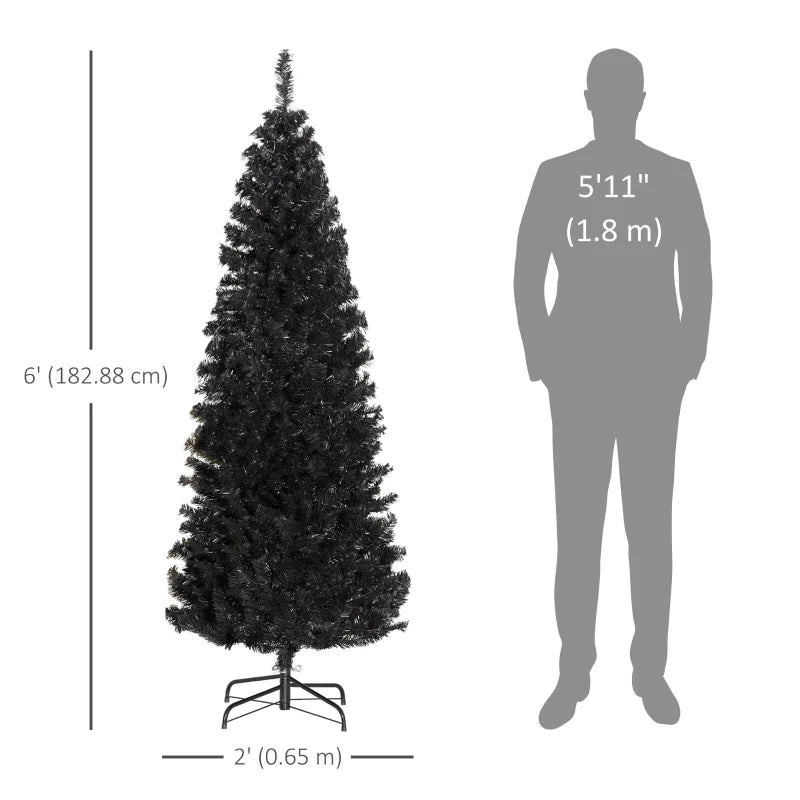 6FT Pencil Christmas Tree, Artificial Christmas Tree with Automatic Open for Home Party, Black Multi Market World Inc.