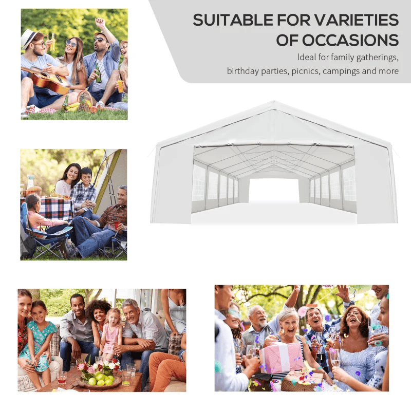 40' x 20' Large Outdoor Party Event Tent Patio Gazebo Canopy with Removable Sidewall, White
