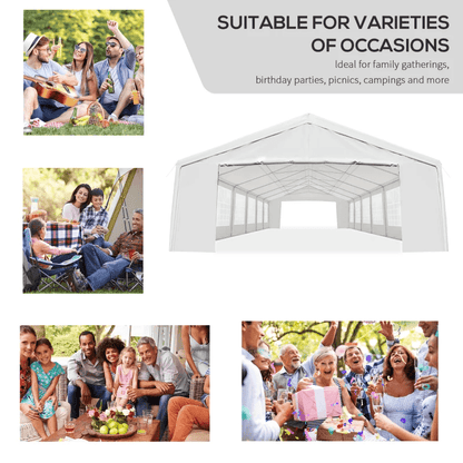 40' x 20' Large Outdoor Party Event Tent Patio Gazebo Canopy with Removable Sidewall, White