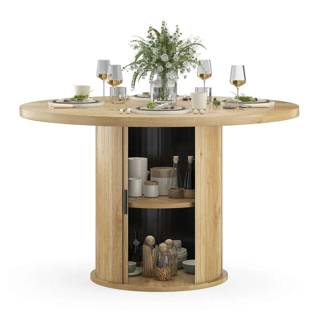 43" Round Dining Table with Pedestal Storage Base Multi Market World Inc.