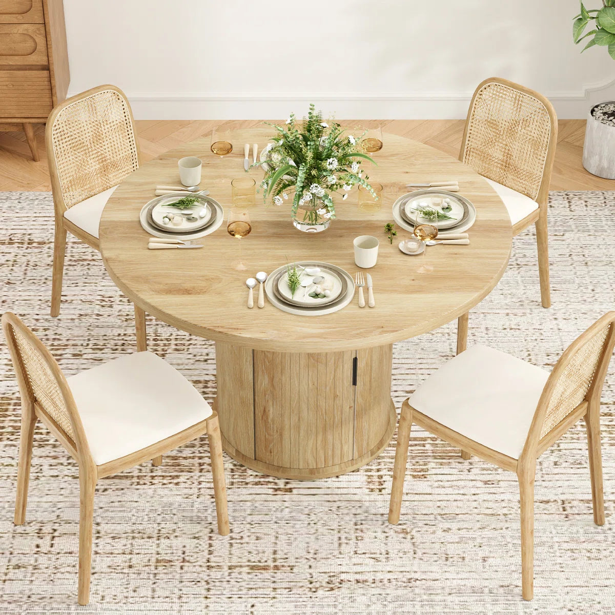 43" Round Dining Table with Pedestal Storage Base Multi Market World Inc.