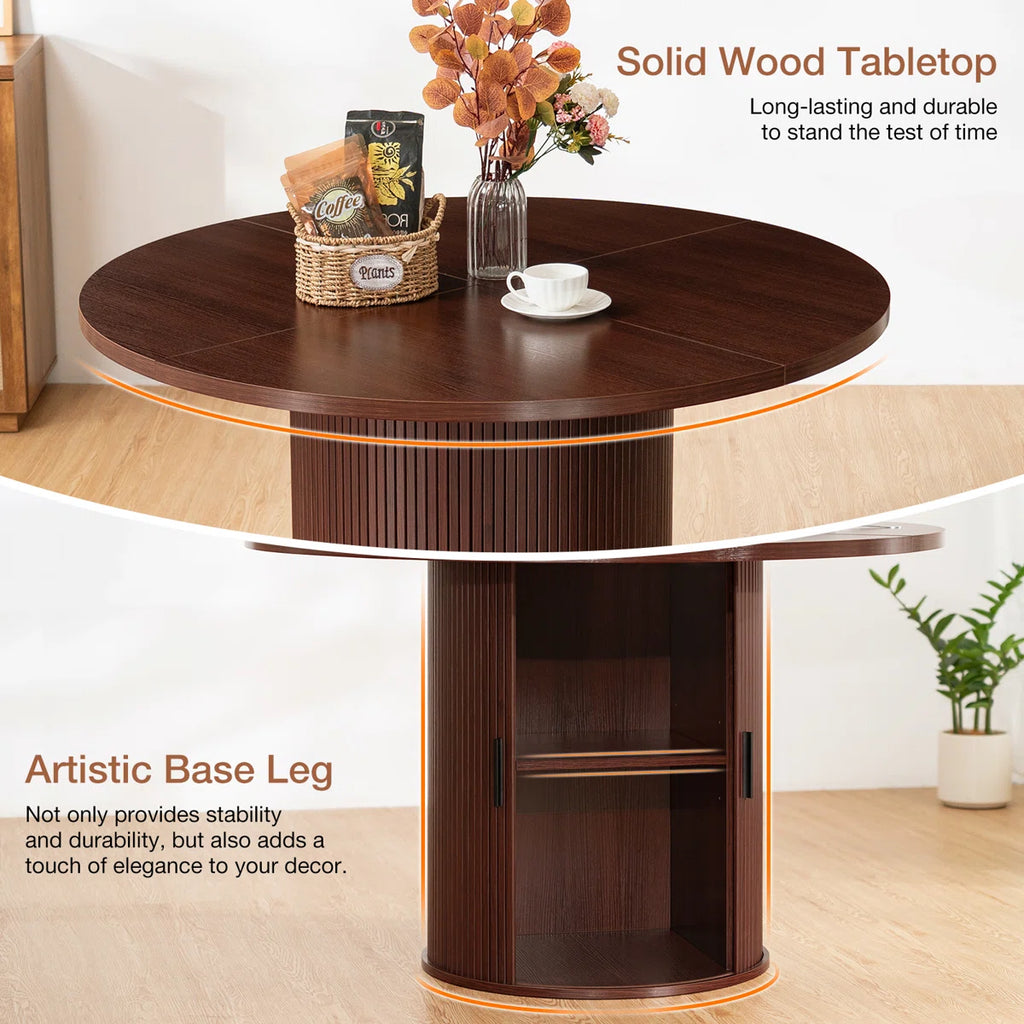 43" Round Dining Table with Pedestal Storage Base Multi Market World Inc.