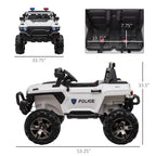 Kids Ride-On Car 12V RC 2-Seater Police Truck Electric Car For Kids with Full LED Lights, MP3, Parental Remote Control (White) Multi Market World Inc.