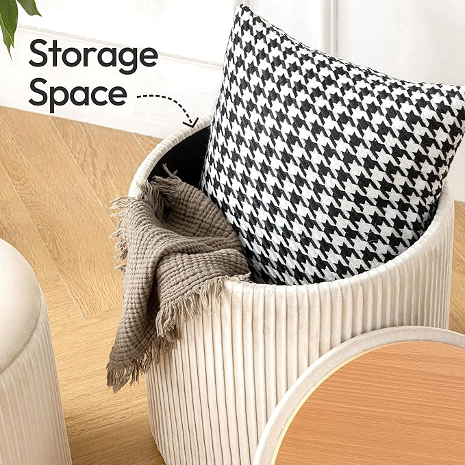 Velvet Ottoman with Storage, Vanity Chair Multi Market World Inc.