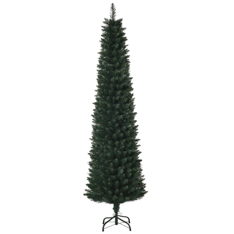 6FT Artificial Christmas Tree Xmas Pencil Tree Holiday Home Indoor Decoration with Foldable Black Stand for Party, Green Multi Market World Inc.
