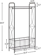 Black metal clothes rack with a top hanging bar Multi Market World Inc.