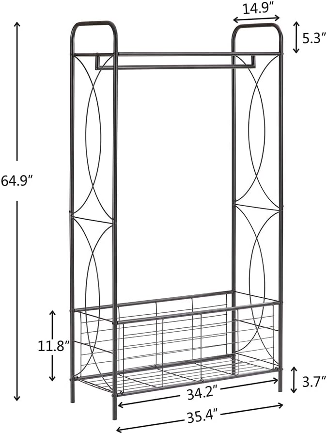 Black metal clothes rack with a top hanging bar Multi Market World Inc.