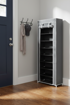 Fabric Shoe Cabinet with Cover,  162 x 57 x 29 cm, Grey Multi Market World Inc.