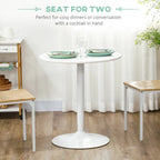 Modern Kitchen Table for 2, Round Dining Table with Steel Base for Living Room, Dining Room, White Multi Market World Inc.