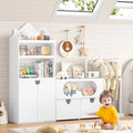 White Kids Bookcases /Cabinets With 2 Drawers, Castle Roof, 55.9'' H X 69.1'' W Multi Market World Inc.