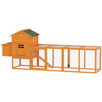 117" Extra Large Chicken Coop with Asphalt Roof, Wooden Hen House with Slide-out Tray, Quail Hutch with Nesting Box, Orange Multi Market World Inc.