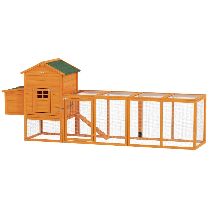 117" Extra Large Chicken Coop with Asphalt Roof, Wooden Hen House with Slide-out Tray, Quail Hutch with Nesting Box, Orange Multi Market World Inc.