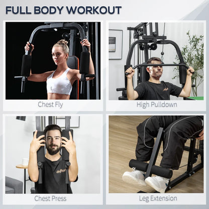 Multifunction Home Power Exercise Gym System Weight Training Exercise Workout Station Fitness Strength Machine for Whole Body Training Black 4.7