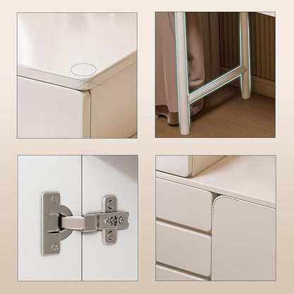 Vanity Dressing Desk, Bedroom Dressing Table with Lights in 3 Colors
