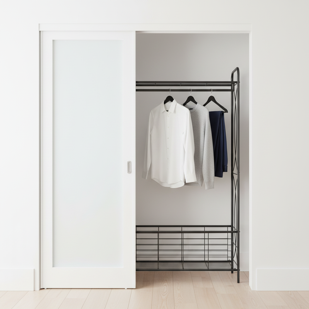 Black metal clothes rack with a top hanging bar Multi Market World Inc.
