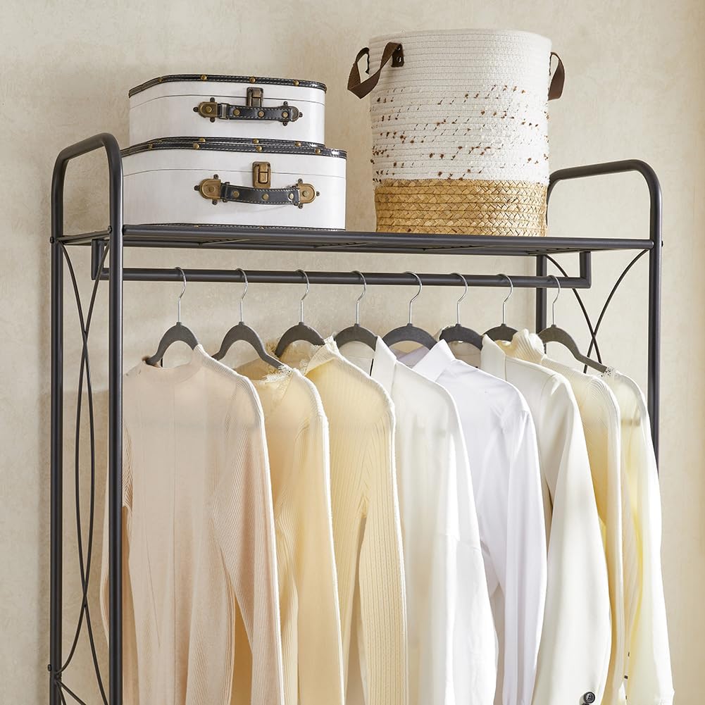 Black Metal Clothes Rack with Top Hanging Bar Multi Market World Inc.