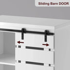 63.5" White Kitchen Pantry Cabinet with Sliding Barn Door Multi Market World Inc.