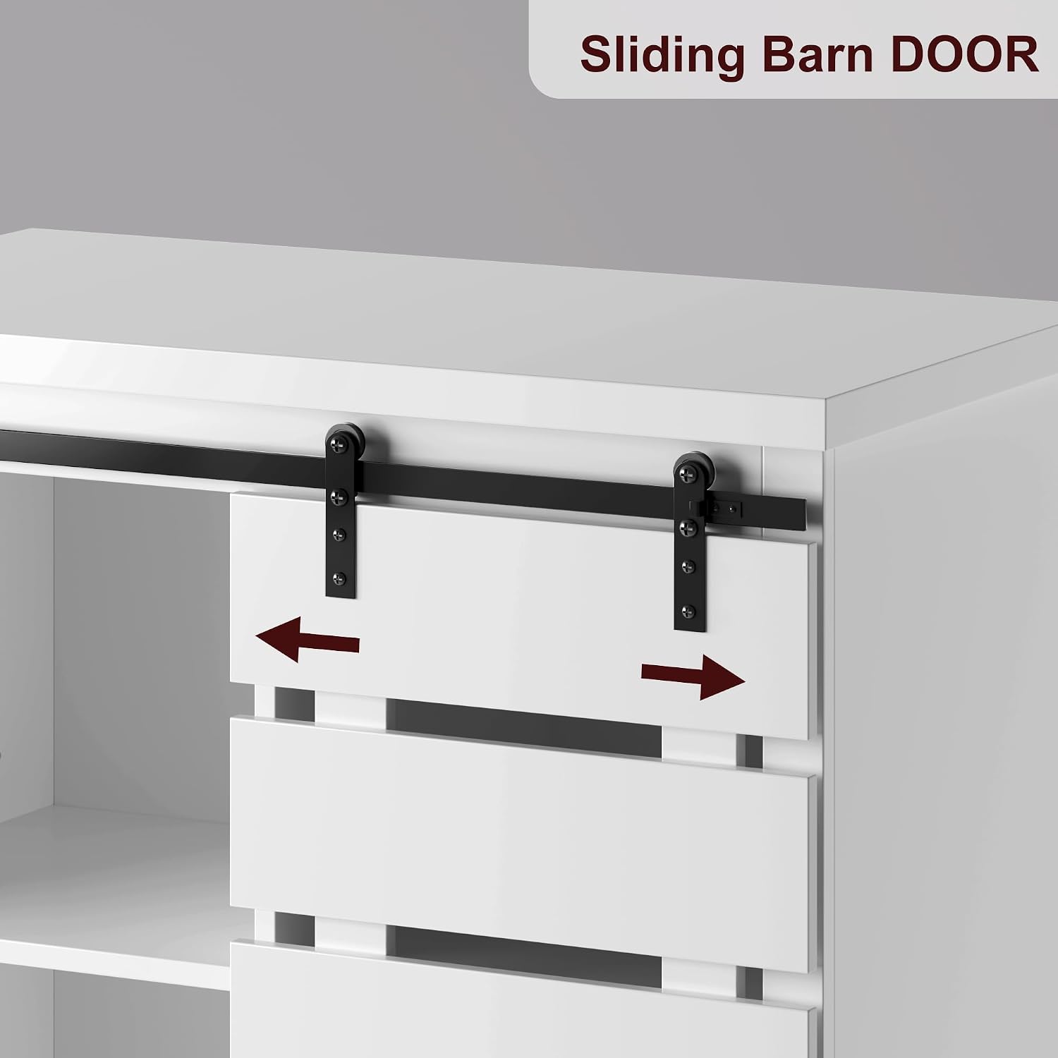 63.5" White Kitchen Pantry Cabinet with Sliding Barn Door Multi Market World Inc.