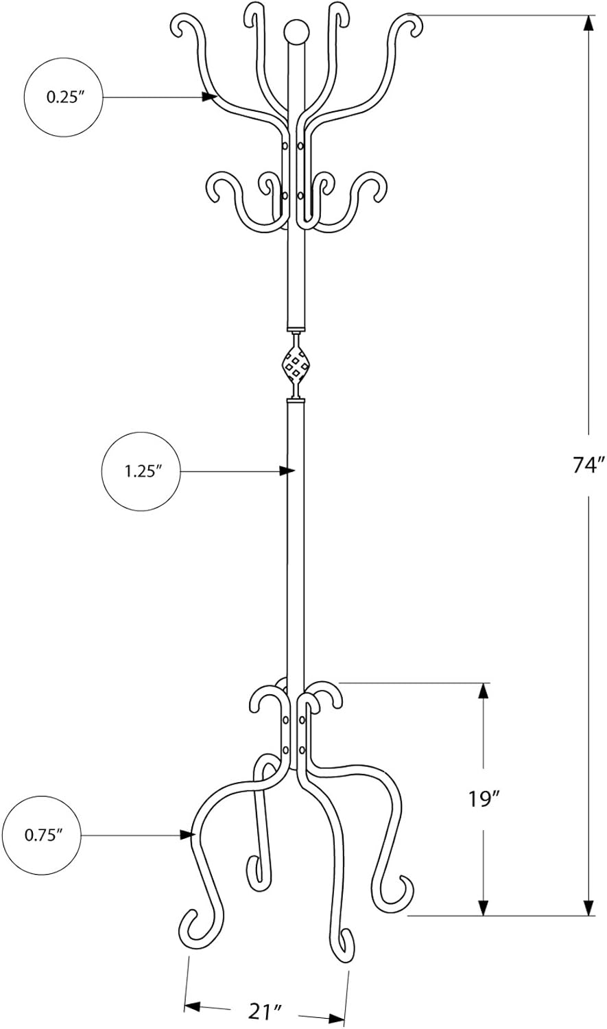 74" Metal Coat Rack with Umbrella Stand | Vintage Freestanding Hall Tree Multi Market World Inc.