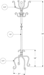 74" Metal Coat Rack with Umbrella Stand | Vintage Freestanding Hall Tree Multi Market World Inc.