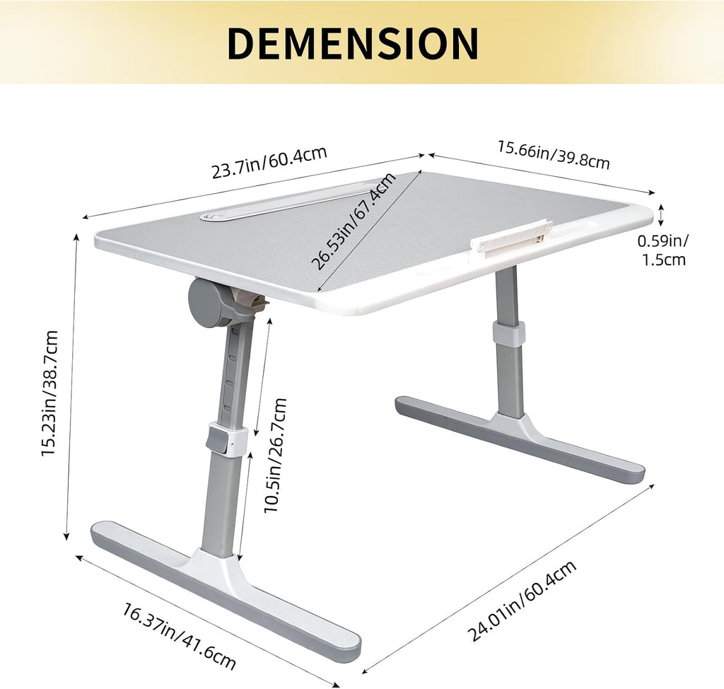 Adjustable Laptop Bed Desk with LED Light & Storage Drawer, Portable Lap Table Stand Multi Market World Inc.