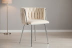 MMW Velvet Dining Chair with Silver Metal Legs - Upholstered Tufted Accent Chair for Dining Room, Living Room, and Bedroom Multi Market World Inc.