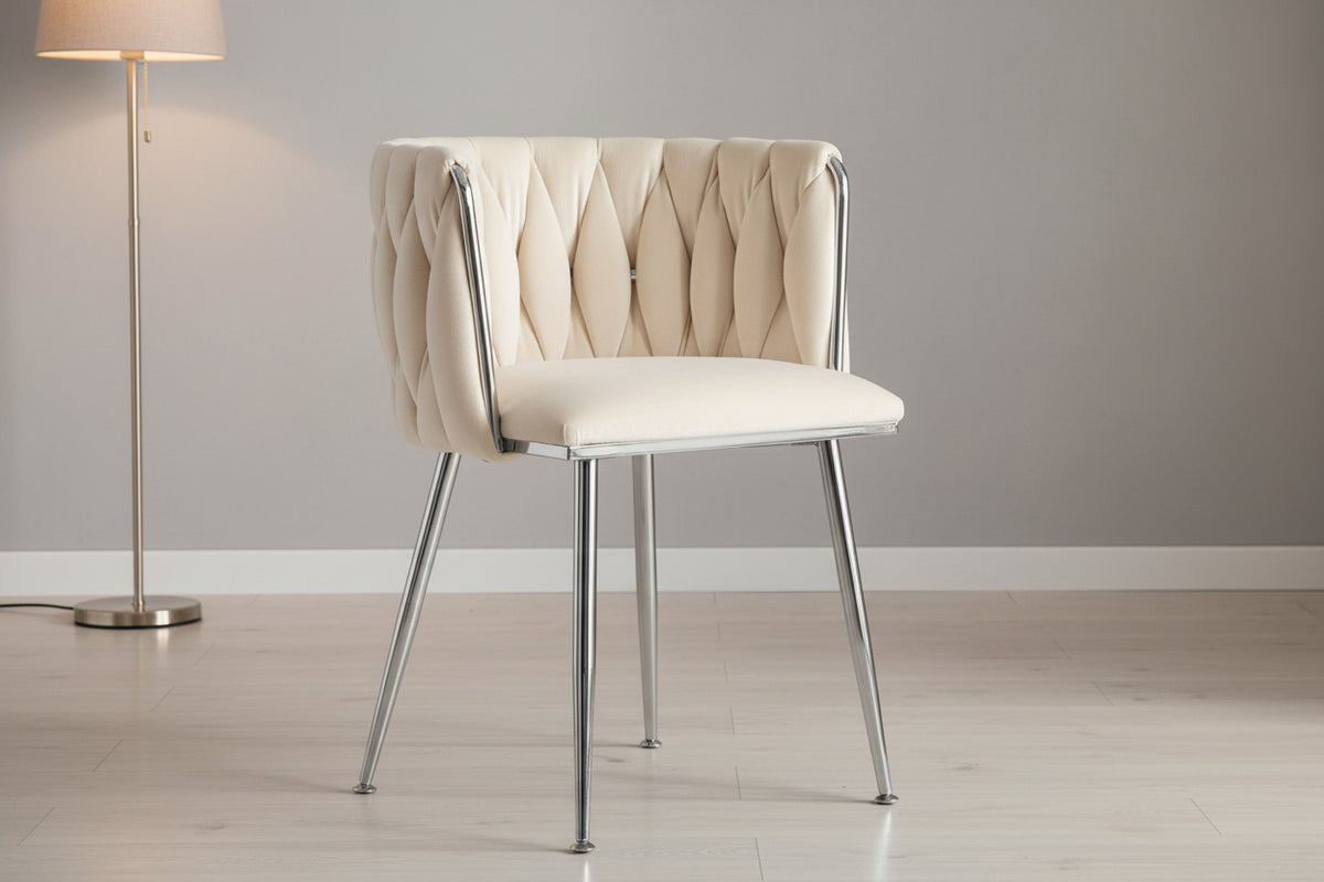 MMW Velvet Dining Chair with Silver Metal Legs - Upholstered Tufted Accent Chair for Dining Room, Living Room, and Bedroom Multi Market World Inc.
