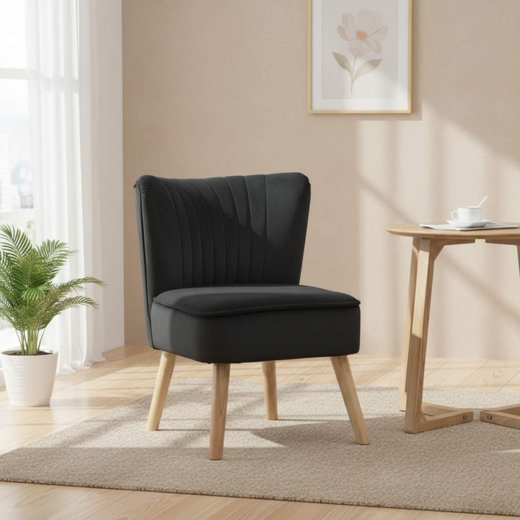 Velvet Armless Chair, Modern Accent Chair for Living Room with Wood Legs and Thick Padding, Grey Multi Market World Inc.