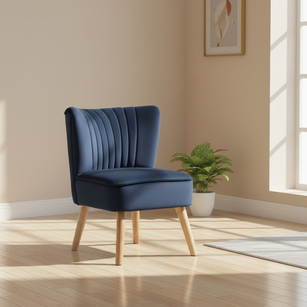 Velvet Armless Chair, Modern Accent Chair for Living Room with Wood Legs and Thick Padding, Grey Multi Market World Inc.