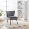 Velvet Armless Chair, Modern Accent Chair for Living Room with Wood Legs and Thick Padding, Grey Multi Market World Inc.