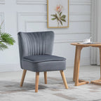 Velvet Armless Chair, Modern Accent Chair for Living Room with Wood Legs and Thick Padding, Grey Multi Market World Inc.