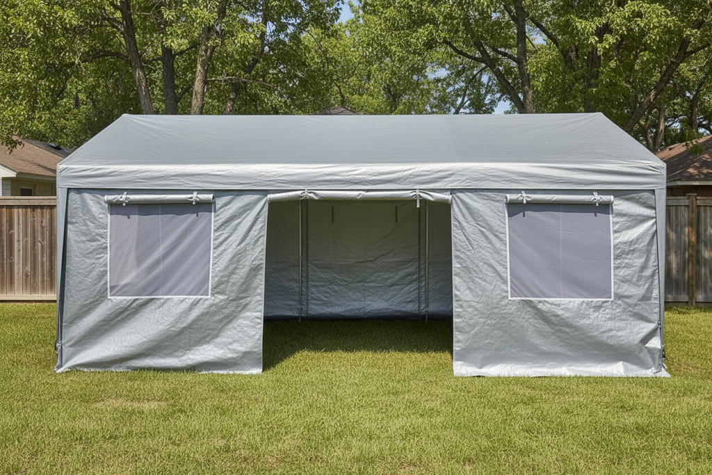 10 x 20 FT Heavy Duty Steel Silver Party Tent,  with Removable Sidewalls Multi Market World Inc.