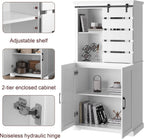 63.5" White Kitchen Pantry Cabinet with Sliding Barn Door Multi Market World Inc.