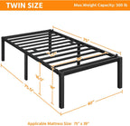 Metal Platform Bed with Steel Slat Support, Simple Design Multi Market World Inc.