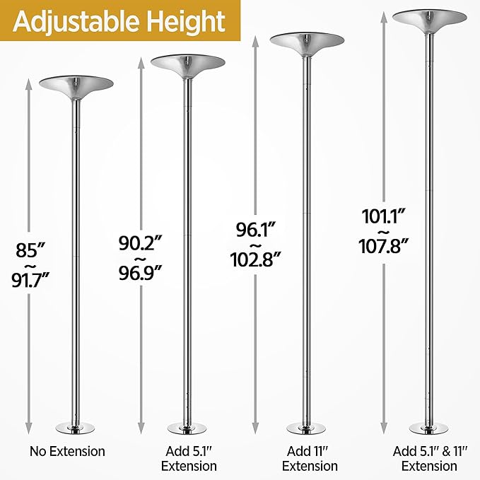 Heavy Duty Dance Pole, Silver, hold up to 500lb Multi Market World Inc.