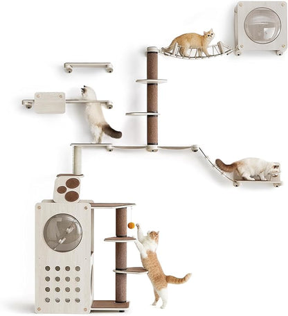 10-Piece Wall-Mounted Cat Tree/ Cat Wall Furniture & Play System with Replaceable Modules