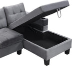 4-Seater L-Shaped Sectional Sofa with Storage Chaise, with High-Density Foam, Built-in Cup Holder for Living Room, Grey (fd) Multi Market World Inc.