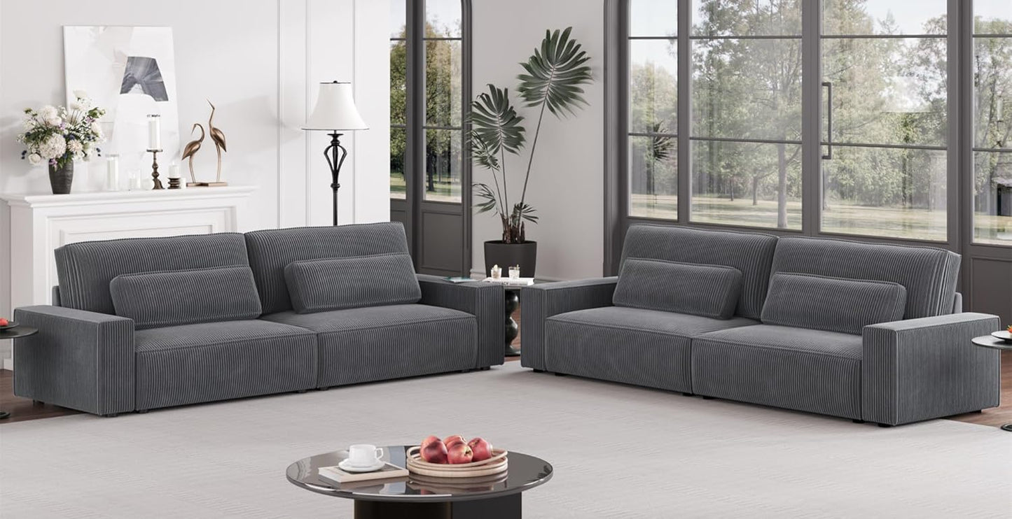 105" Oversized 4-Seater Sofa, Extra Deep Seat 35" Corduroy Couch, Modern Living Room Sleeper, w/ free delivery