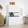 71" Kitchen Pantry Cabinet, Storage Buffet with Hutch, Adjustable Shelves for Living Room, High Gloss White Multi Market World Inc.