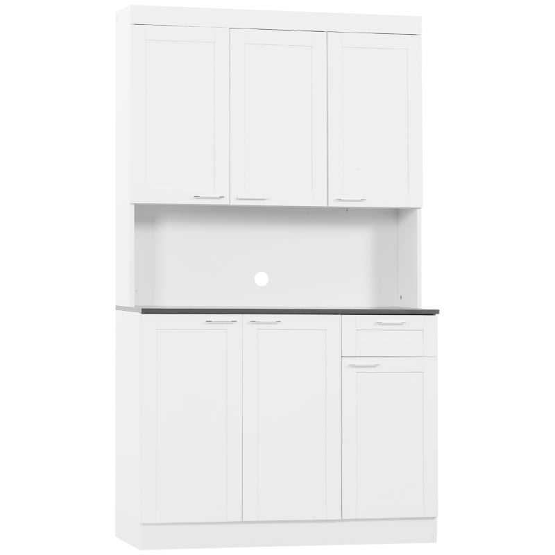 71" Kitchen Pantry Cabinet, Storage Buffet with Hutch, Adjustable Shelves for Living Room, High Gloss White Multi Market World Inc.